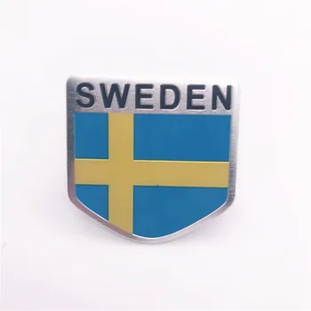 

Aluminum Alloy Shield Styling Sweden National Flag Emblem Decals Car Stickers 5x5cm Automobiles Decorating Accessories