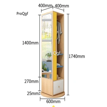

Ngryise 1 set Minshuku rotate cloth cabinet multi function with mirror