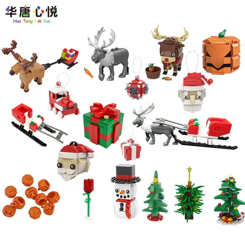 Christmas Series 2022 Moc Christmas Series Christmas Old Man Snowman Elk Gift Decoration  Halloweens New Year 2022 Xmas Tree Building Blocks Xmas Scene|Blocks| -  Aliexpress