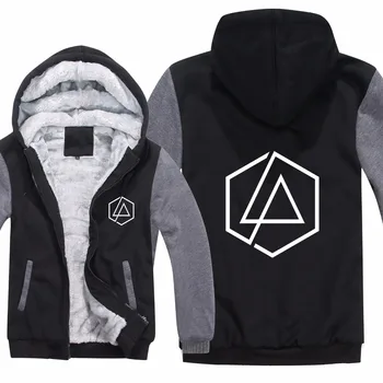 

Hip Hop Linkin Park Hoodies Jacket Thicken Man Pullover Zipper Winter Fleece Wool Liner Music Rap Linkin Park Sweatshirt
