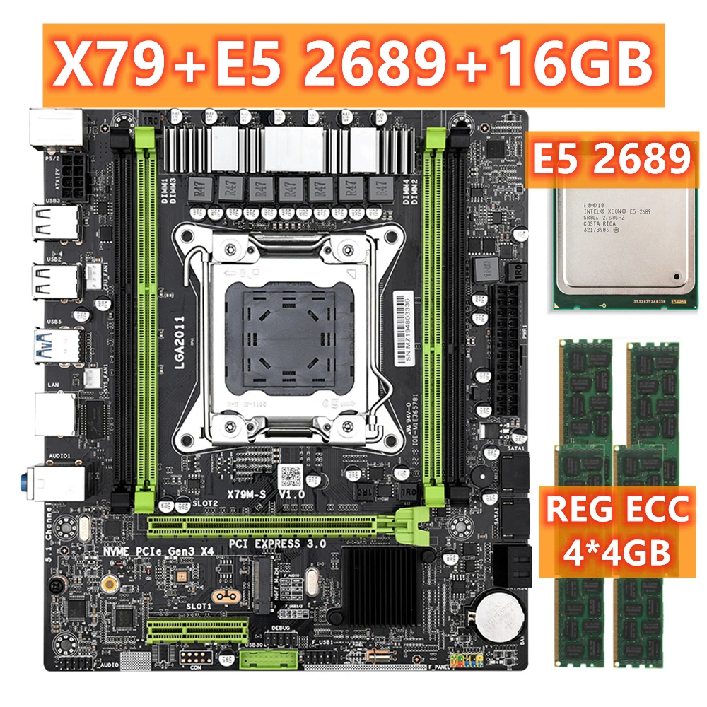 LGA 2011 X79 материнская плата Intel E5 2689 Xeon набор процессоров 4 шт. x ГБ = 16 DDR3 1600 МГц Sever