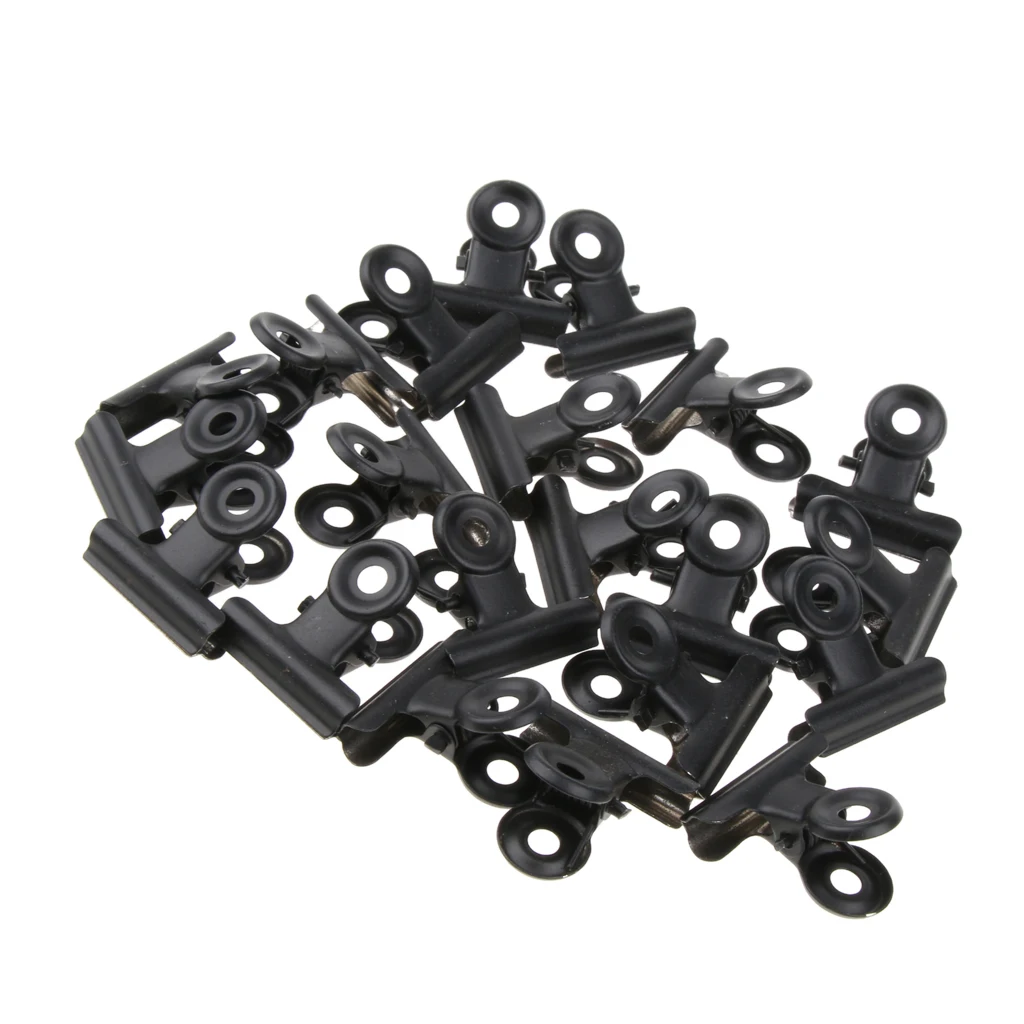 20 Pack Black Bulldog Clips Metal Hinge Clip File Clamps for Paper, Crafts, Food Bags, Drawings, Photos, 22mm