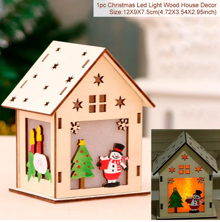 Светодиодный светильник деревянный дом Рождественская елка украшения для Висячие украшения для дома Рождественский подарок Natal Noel Navidad год - Цвет: Wood House 6