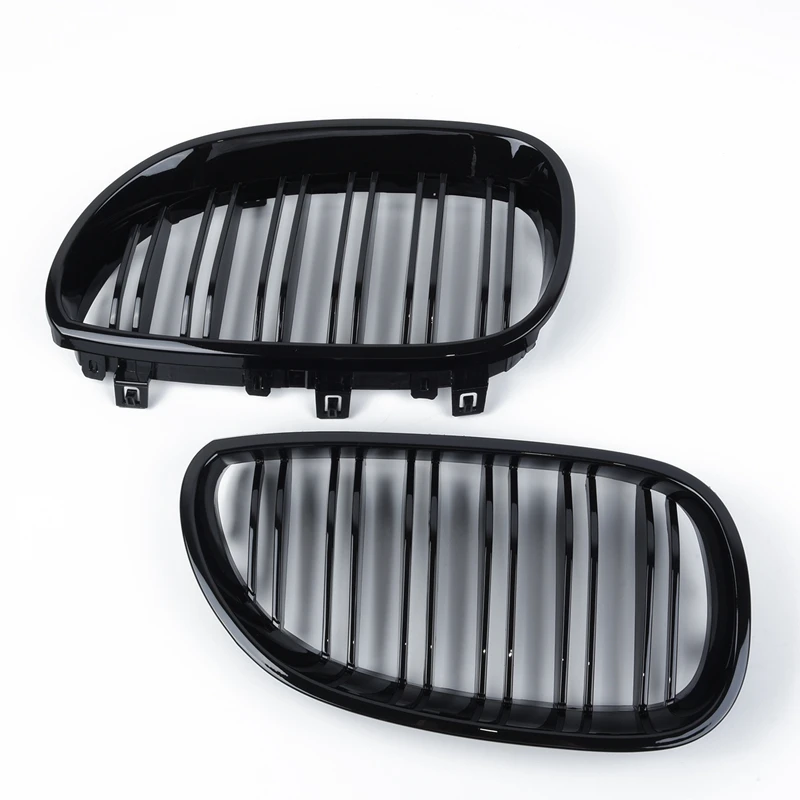 1 Pair Gloss Black Front Kidney Grill Double Slat Line Grille for BMW E60 E61 5 Series 2003-2010 Car Accessories Coupe | Автомобили и