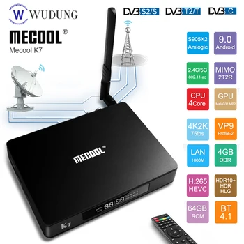 

Mecool K7 TV Box Android 9.0 DVB-T2/S2/C Amlogic S905X2 4G DDR4 64G 4K 2.4G 5G WIFI 1000Mbps Set top tv Box only no app included