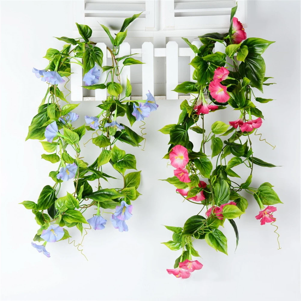 

Artificial Morning glory Fake Plant Leaves Hanging Vine Decoration Vivid Rattan Leaf Garden Party Home Wedding Decor flower