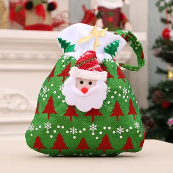 1pcs Santa Sacks Drawstring Christmas Gift Bags, 3D Design Fabric Christmas Bags for Christmas Party Supplies 23