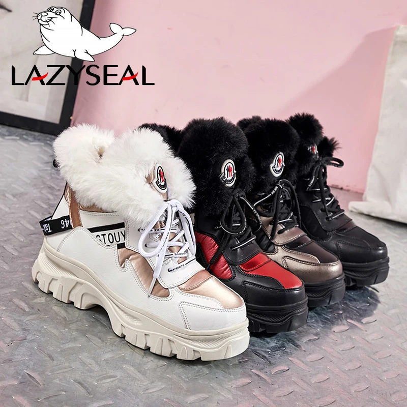LazySeal/теплая плюшевая зимняя обувь на платформе женские зимние ботинки Новинка 2019