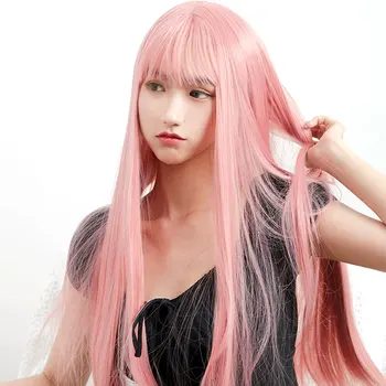 

Long Harajuku Pink Lolita Wigs Lolita Hair Bangs Wig Curly Ombre Azure Cute Party Cosplay Women