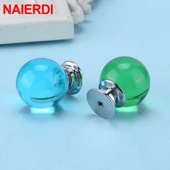 NAIERDI 30mm Crystal Ball Furniture Knob Kitchen Cupboard Door Pulls Drawer Knobs Cabinet Handles Wardrobe Door Handles Hardware