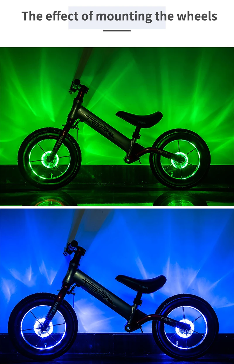 Smart LED Bicycle Wheel Light Bike Front Tail Hub Spoke One Lamp With 7 Color 18 Modes Rechargeable Kids Balance Bike Light