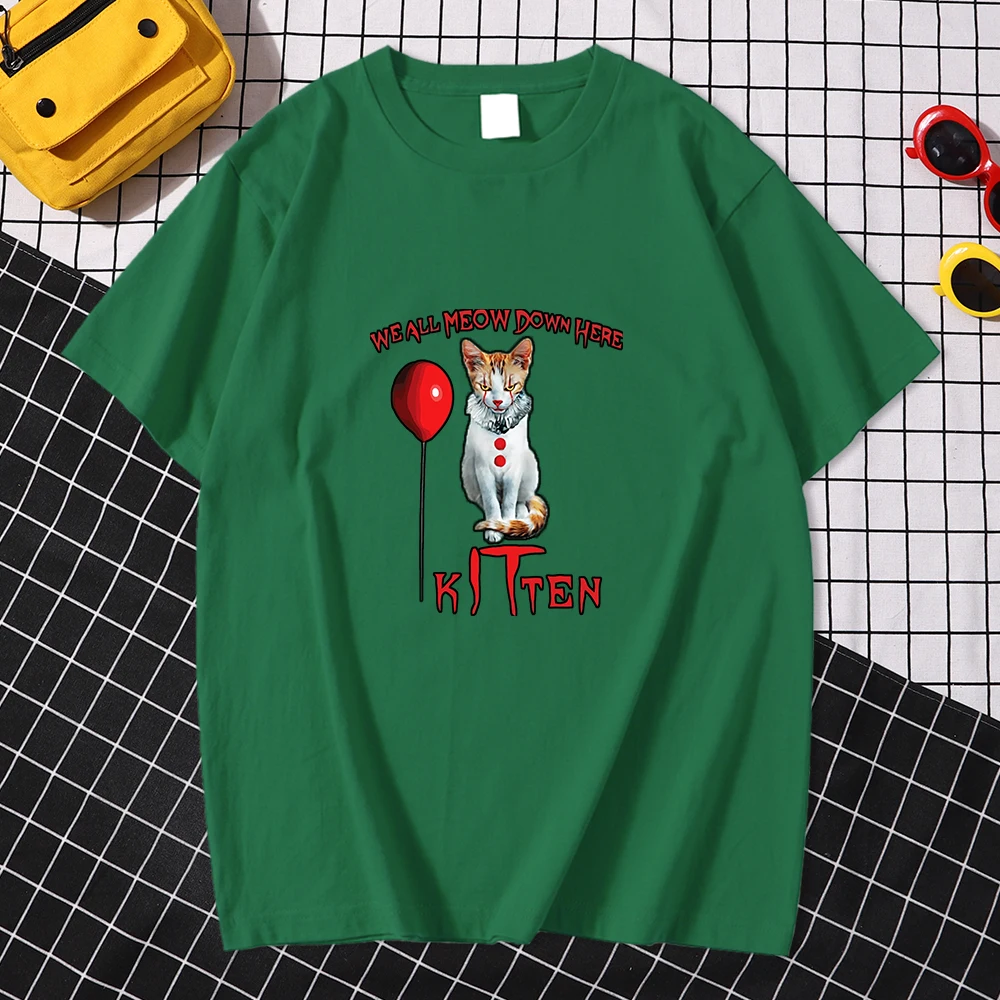 Мужские футболки с принтом We All Meow Here креативная футболка круглым вырезом