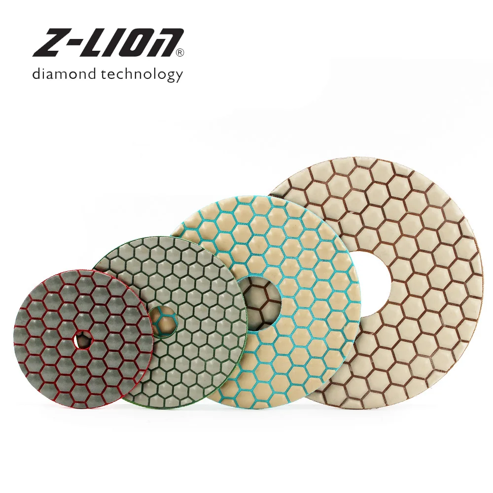 Z-LION 6 шт./партия " /4"/" /6" сухая алмазная полировальная площадка гибкий мраморный гранит камень острый шлифовальный дисковый крючок петля абразивный инструмент