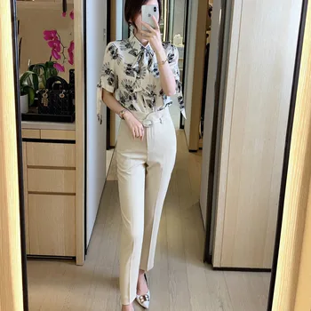 

Summer Clothes for Women 2020 New Fashion Two Piece Outfits Elegant Office Lady Print Shirt and Pants Suit Matching Sets