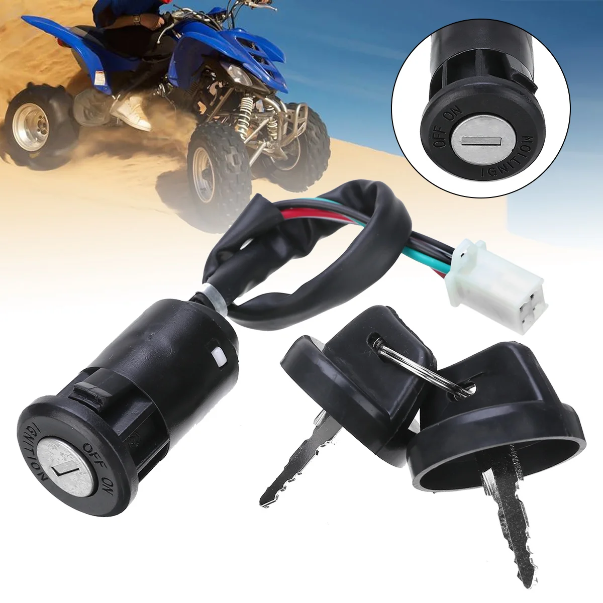 6v/12v/24v 4 Wires Universal 2 Ignition Keys Start Switch Door Lock Key Motorcycle Accessories for On-road Off-road