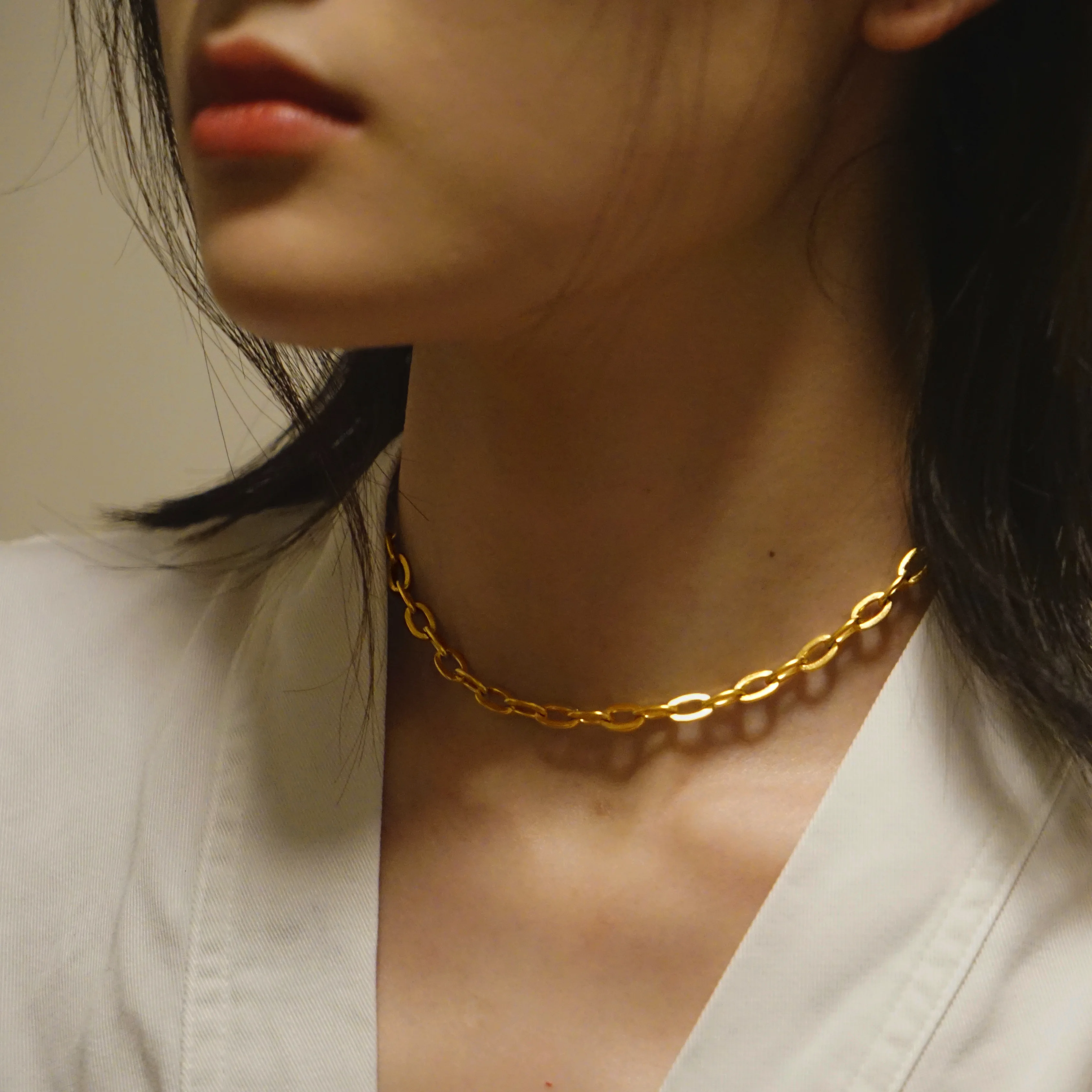 Титан с 18K ожерелье из золотых цепей женские ювелирные изделия нержавеющей стали