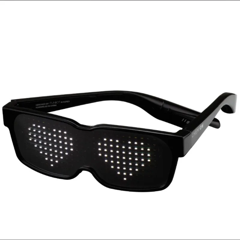 Bluetooth светодиодный динамический светящийся светильник, солнцезащитные очки, светящиеся очки для рождественской вечеринки, модные подходящие товары - Цвет: black