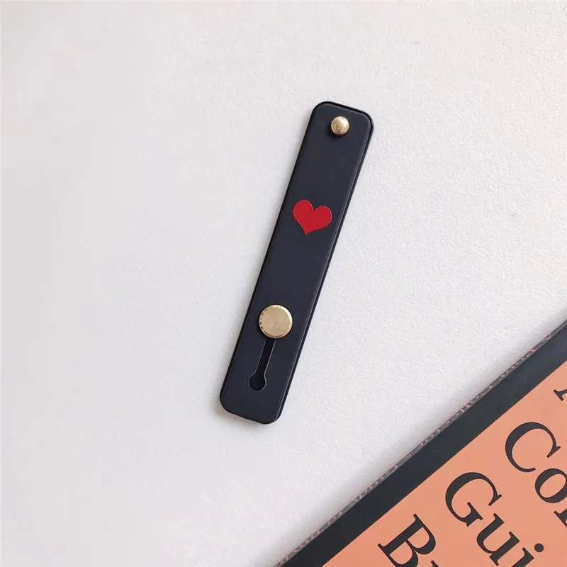 Симпатичные конфеты с сердцем Цветной силиконовый браслет кольцо-держатель для пальца телефон держатель на ремешке Универсальный толкатель палка кронштейн для телефона - Цвет: Black