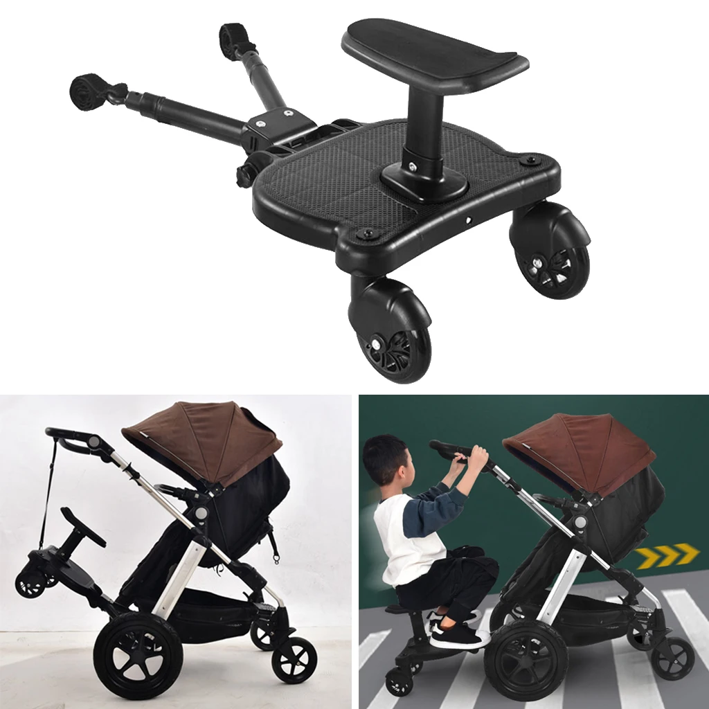 Stroller Glider Board, Baby Jogger Wheeled Board with Dismountable Sponge Seat, Holds Kids Up to 55 LBS