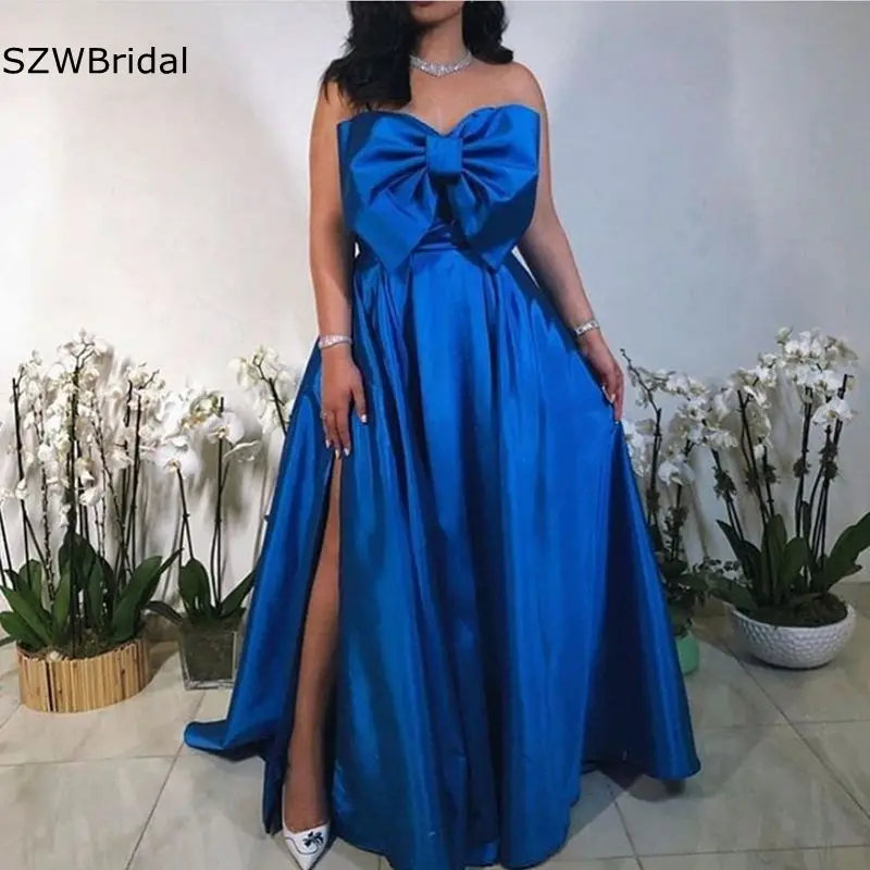 

Новое поступление, Длинные вечерние платья Королевского синего цвета, ТРАПЕЦИЕВИДНОЕ платье из тафты, вечернее платье Дубая с бантом