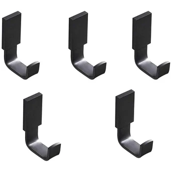 

Coat Hook Brass Robe Towel Hooks Contemporary Style Matte Black Finish Wall Mounted - 5 Pack