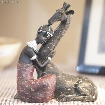 

Ornaments Crafts Home Decoration Accessories Figurine Resin Retro Animal Girl Art Sculpture Best Birthday Holiday Gift Tv &