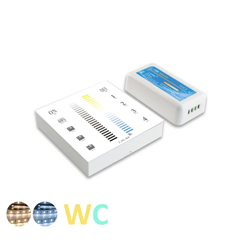 

Smart Touch Panel Sync Group CCT LED Controller Dimmer DC 12V 24V 12A Wireless 2.4G RF Remote Controller for LED Strip Lights