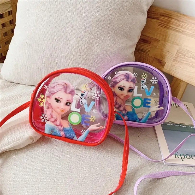 

New Cute Elsa Princess Coin Purse Women Small Transparent Handbag Cartoon Snow Queen Children Messenger Bag Girls Shoulder Bag