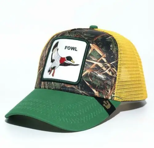 FOWL GREEN Новинка, бейсболка с вышивкой животных, аниме, Милая Вышивка, летняя сетчатая Мужская Уличная солнцезащитная Кепка, шлемы для водителя - Цвет: FOWL GREEN