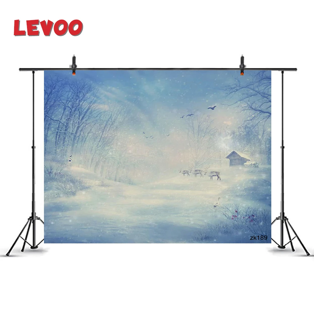 

LEVOO Portrait Photo Background Winter Reindeer Forest Snow Ice Photography Backdrop Photophone Photo Studio Shoot Props Vinyl