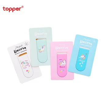 

4pcs/set Cute unicorn magnet bookmark lovely paper clip cartoon colored page mark school office supply creative gift stationery