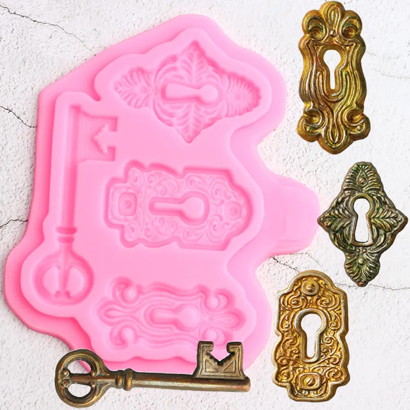 3D Key Lock Border Silicone Molds DIY Wedding Cupcake Topper Fondant