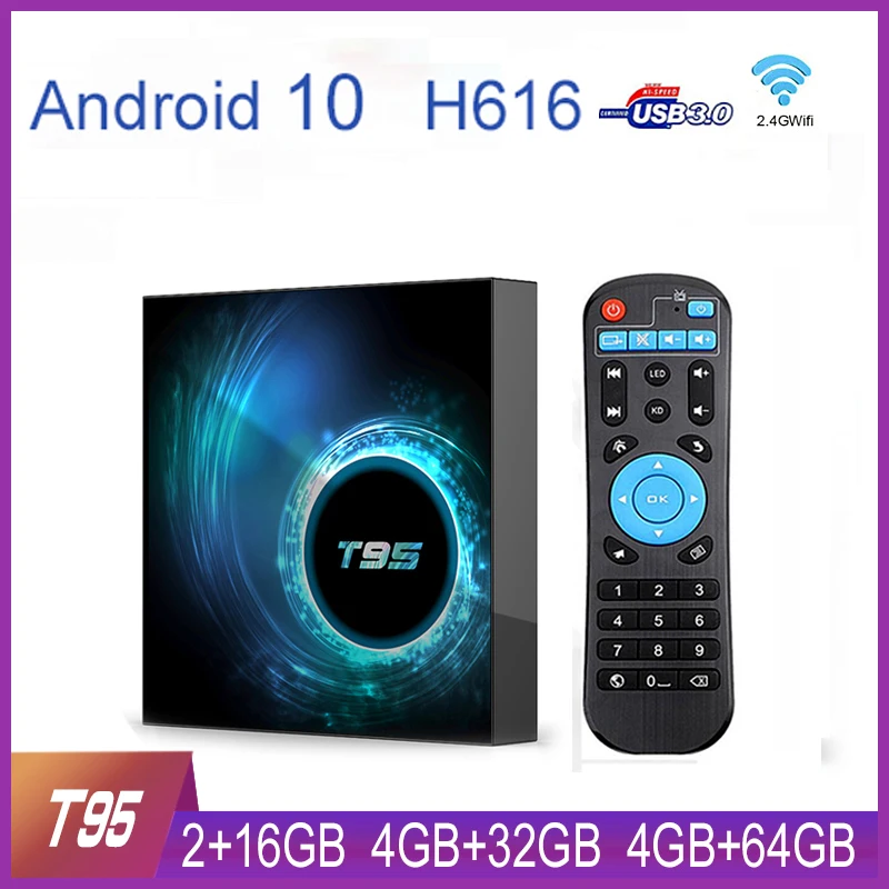 ТВ-приставка T95 Allwinner H616 на Android 10 0 4 + 32/64 ГБ Wi-Fi | Электроника