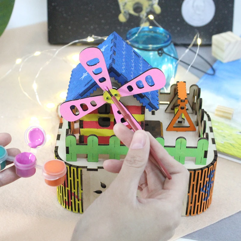 DIY 3D деревянный забор хижина музыкальная шкатулка Заводной домашний декор романтический Пасхальный подарок для любимых друзей детей