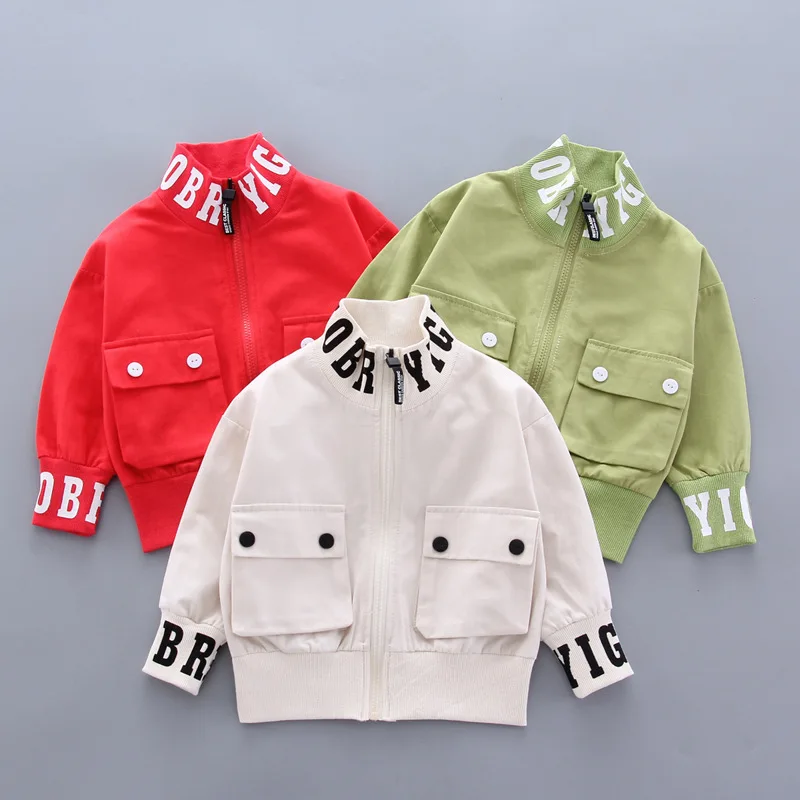 

2020 Children Baby English Lettered Thread Jacket BOY'S Single Blouse Kids' Overcoat