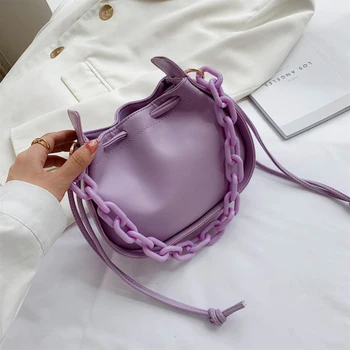 

Small Bucket Bags Lady PU Leather Crossbody Bags For Women 2020 Simple Shoulder Handbags Female Travel Cross Body Bag
