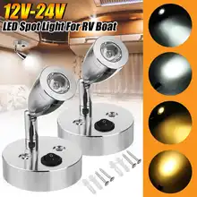2 pces 12 v 24 v carro de alumínio luz de leitura led ponto luz de parede led luz de leitura para campista van caravana barco rv