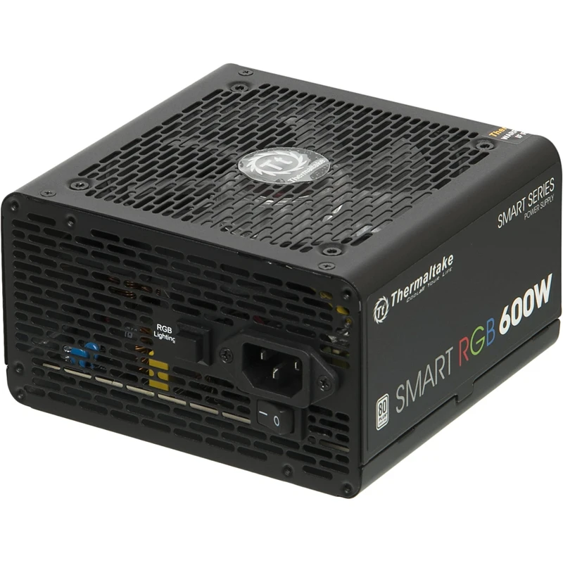Блок питания Thermaltake ATX 600W Smart RGB 600 80+(24+4+4pin) APFC 120mm fan color LED 5xSATA RTL