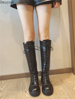 

High tube knight boots 2019 new round head straps slim thick thick with long boots wild handsome motorcycle boots