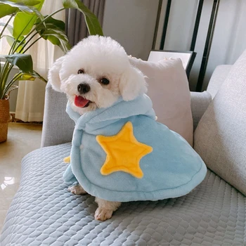 Winter Dog Soft Warm Pet Cat Dog Blanket Yorkshire Night Robe Flannel Thickened Hooded Pet Cloak Dog Pajamas Coat Nightwear 2