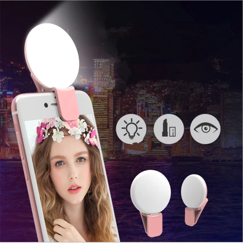 Erilles Coolreall Mini Q Selfie Ring Light Portable Flash LED USB Clip Mobile Phone For Night Photography Fill | Электроника