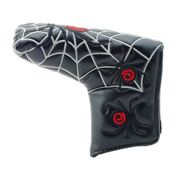 

Spider Web Decor Cartoon Protective Golf Putter Cover Club Headcover Magic Sticker Accessories Outdoor PU Leather Blade Thumb