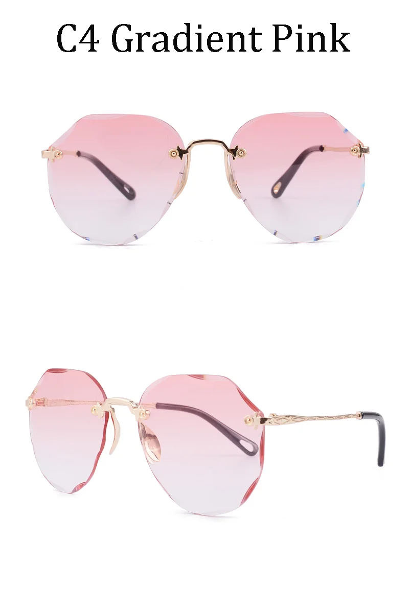 Модные Роскошные брендовые стимпанк женские солнцезащитные очки многоугольные без оправы градиентный объектив Высокое качество Женские 18013