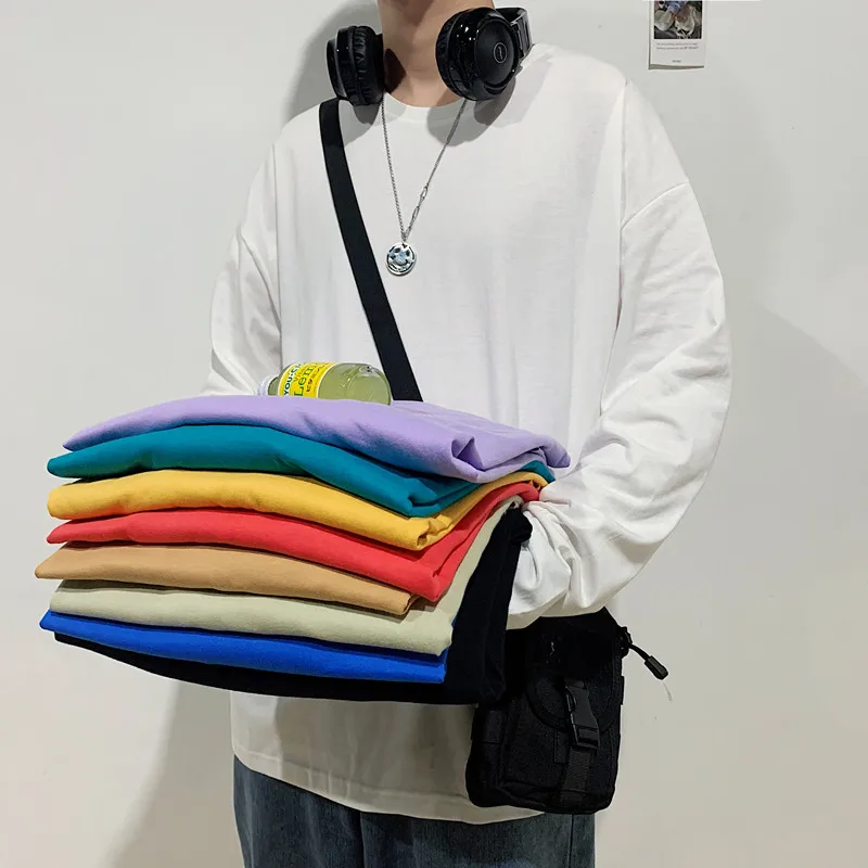 

LEGIBLE Long Sleeve T-shirts Men Oversize O-neck Casual Solid Long T Shirt Men Spring Autumn Loose Tee Shirt Men Tops Tee