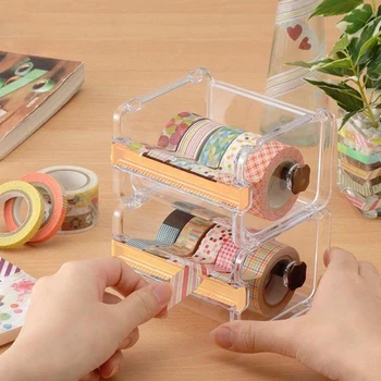 

Creative Portable Transparent Adhesive Tape Tape Cutter Set Tape Dispenser Box Organizer Office School Stationery Supply