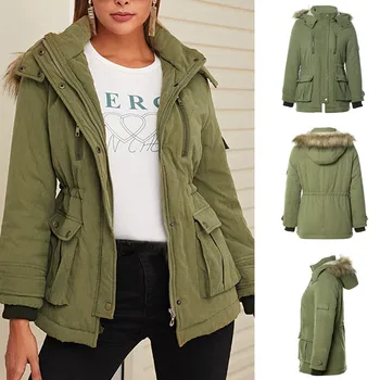 

Winter Jacket Women 2019 New Warm Fur Collar Slim Zipper Outerwear Parka Female Snow Wear Long Jacket Coats Plus Size S-xl#3