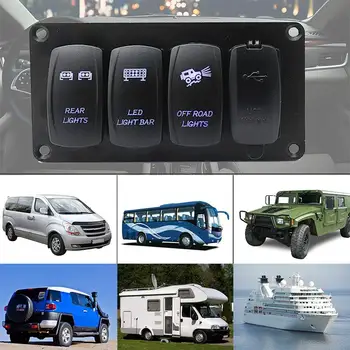

Adeeing 12/24v Dual Light Switch 3 Switch + Rear Lights /LED Light Bar/ Off-road Light 3.4A Car Charger panel switch r30