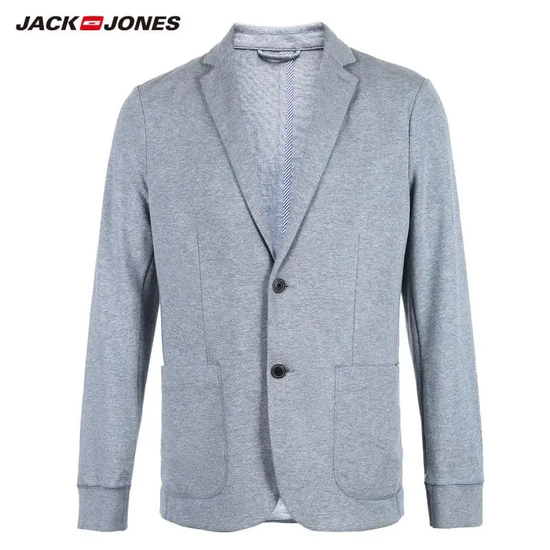 JackJones мужской осенний хлопковый и льняной приталенный Блейзер с длинными рукавами костюм куртка бренд Мужская одежда 218308505 - Цвет: HEAVEN