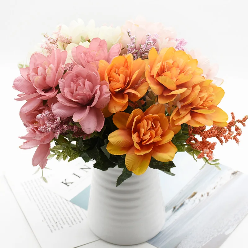 

10 bundles Artificial flowers Home decoration accessories Wedding Diy Bonsai Dining table Craft Autumn decoration plastic flower