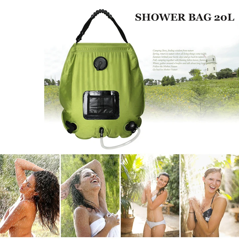

2019 Water Bags For Outdoor Camping Hiking Solar Shower Bag 20/40L Heating Camping Shower Bag Hose Switchable Shower Head